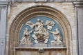 Bas-relief above the entrance gates of the church of St. Paul with the image of the saints. Antwerp. Belgium Royalty Free Stock Photo