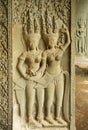 Bas-relief with Apsaras at Angkor Wat temple Royalty Free Stock Photo