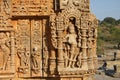 Bas Relief carvings Sas Bahu Temple in Gwalior city, Rajasthan, India