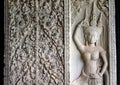 Bas-relief dancing apsara - female spirit popular in 12th century Cambodia