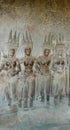 Bas-relief of dancing apsaras in Angkor Wat temple Royalty Free Stock Photo