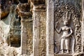 Bas relief depicting Apsara Dancers. Khmer culture, Angkor Wat, Siem Reap, Cambodia