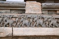 Bas-relief depicting elephant riders, Panchakuta Basadi, Kambadahalli, Mandya district, Karnataka Royalty Free Stock Photo