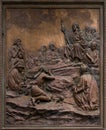 Bas-relief of Jesus preaching on the mount.