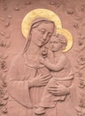 Bas - relief of Mary and baby Jesus Royalty Free Stock Photo