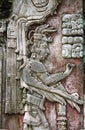 Bas-relief of the mayan king Pakal in Palenque Royalty Free Stock Photo