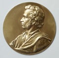 Bas-relief medal, the writer,the poet Pushkin Russia Royalty Free Stock Photo