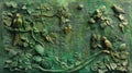 Green Bronze Relief Sculpture of Parrots and Foliage in Jungle Scene Royalty Free Stock Photo