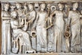 Bas-relief and sculpture details in stone of Roman Gods and Emperors