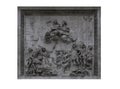 Bas relief sculpture of The pediment of The Monument to the Great Fire of London isolated on White background with clipping path Royalty Free Stock Photo