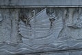 A bas-relief of a ship inside the Temple of Confucius, the largest of the.Yunnan, China. Jianshui, Yunnan, China