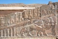 Bas-relief with symbols of Zoroastrians - fighting bull and a lion, Persepolis