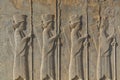 Bas relief on the wall of ruins in the Persepolis in Shiraz, Iran. The ceremonial capital of the Achaemenid Empire. UNESCO World