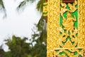 The bas-relief on the wall of the temple in Louangphabang, Laos. Close-up. Royalty Free Stock Photo