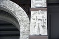 Bas relief on the wall. VDNKH park architecture in Moscow. Royalty Free Stock Photo