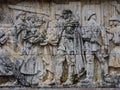 Bas Relief War Scene Sculpture, Carol I National Defence University, Bucharest, Romania Royalty Free Stock Photo