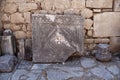 Bas reliefs on the ancient stone. religious patterns carved in stone. christian sign Royalty Free Stock Photo