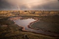 Basalt cliff spring run off creeks near lake lenore soap lake and coulee city Royalty Free Stock Photo