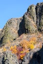 Basalt cliffs with fall colors in Central washington State Royalty Free Stock Photo