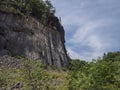 Basalt column pillars, lava vulcanic rock formation organ shape national cultural landmark Zlaty vrch, Jetrichovice