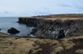 Basalt Columns and Lava Rock Cliffs on the Coast of Iceland