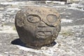 The basalt head in Chocula, Mexico