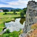 Basalt hill with pond in Czech Republic