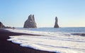 Basalt Rock formations in Atlantic Ocean on south coast of Iceland Royalty Free Stock Photo