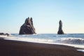 Basalt Rock formations in Atlantic Ocean on south coast of Iceland Royalty Free Stock Photo