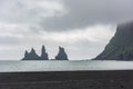 Basalt rock formations or Troll toes on black beach. Reynisdrangar, Vik, Iceland Royalty Free Stock Photo