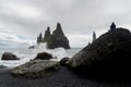 Basalt rock formations Troll toes on black beach. Reynisdrangar, Vik, Icelan Royalty Free Stock Photo