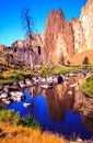 Crooked river at Smith Rock state park Royalty Free Stock Photo