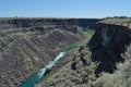 Basalt and volcanic rock walls Malad Gorge, Hagerman, Idaho horizontal masthead text area Royalty Free Stock Photo