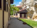 Basarbovo rock carved monastery interior yard Royalty Free Stock Photo