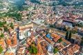 Bascarsija old bazaar streets with Gazi Husrev-beg Mosque and Miljacka river aerial view, Sarajevo,  Bosnia and Herzegovina Royalty Free Stock Photo