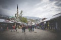 Bascarsija square with Sebilj wooden fountain in Old Town Sarajevo, capital city of Bosnia and Herzegovina Royalty Free Stock Photo