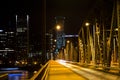 Bascule bridge across the river in the night lighting Royalty Free Stock Photo