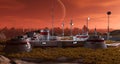 Base in another planet panoramic view Royalty Free Stock Photo