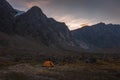 Base camp in Auyuittuq National Park scenery, Nunavut, Canada. Royalty Free Stock Photo