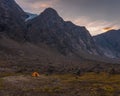 Base camping in Auyuittuq National Park scenery, Nunavut, Canada Royalty Free Stock Photo