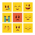 Square faces yellow emoji set