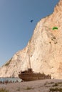 Base jump in shipwreck beach of Zakynthos island