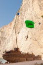 Base jump in shipwreck beach of Zakynthos island