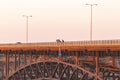 Base Jumper Leaping from Perrine Bridge in Twin Falls, Idaho Royalty Free Stock Photo