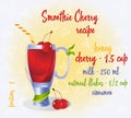 Cherry smoothie recipe. Fresh organic smoothie ingredients. Health or detox diet food concept.