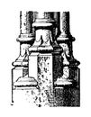 Base Late type gothic column base vintage engraving Royalty Free Stock Photo