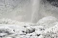 Base of Latourell Falls Frozen in Winter Closeup