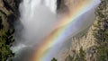 The base of lower yellowstone falls and a rainbow in yellowstone Royalty Free Stock Photo