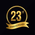 23rd anniversary logo golden color for celebration event round stamp