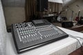 Base professional audio mixing console. Sound mixing board Royalty Free Stock Photo